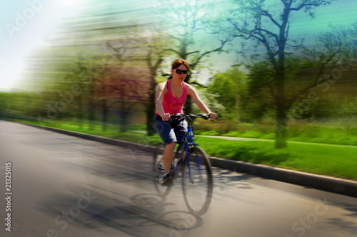 young lady driving a cycle