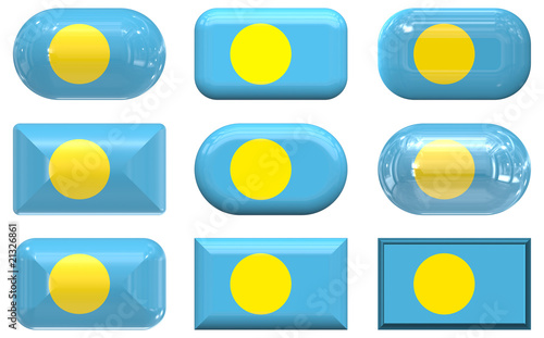 nine glass buttons of the Flag of Palau photo