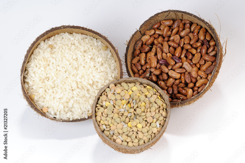 three bowls with beans isolated three bowls with beans isolated