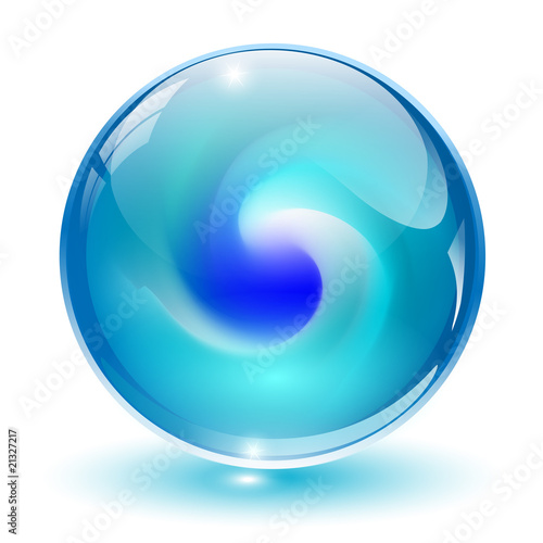 3D crystal, glass sphere vector.