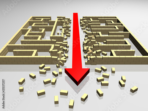 Arrow upright across labyrinthe