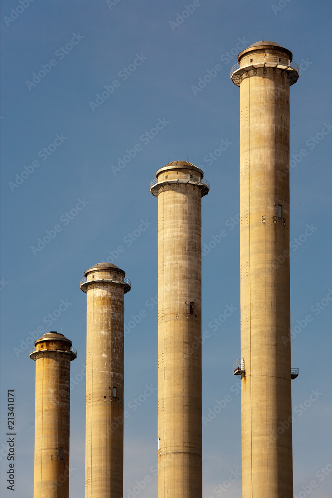 four factory chimneys