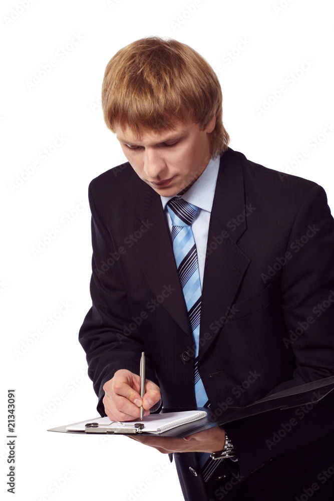 Portrait of young businessman with personal organizer Portrait of young businessman with personal organizer