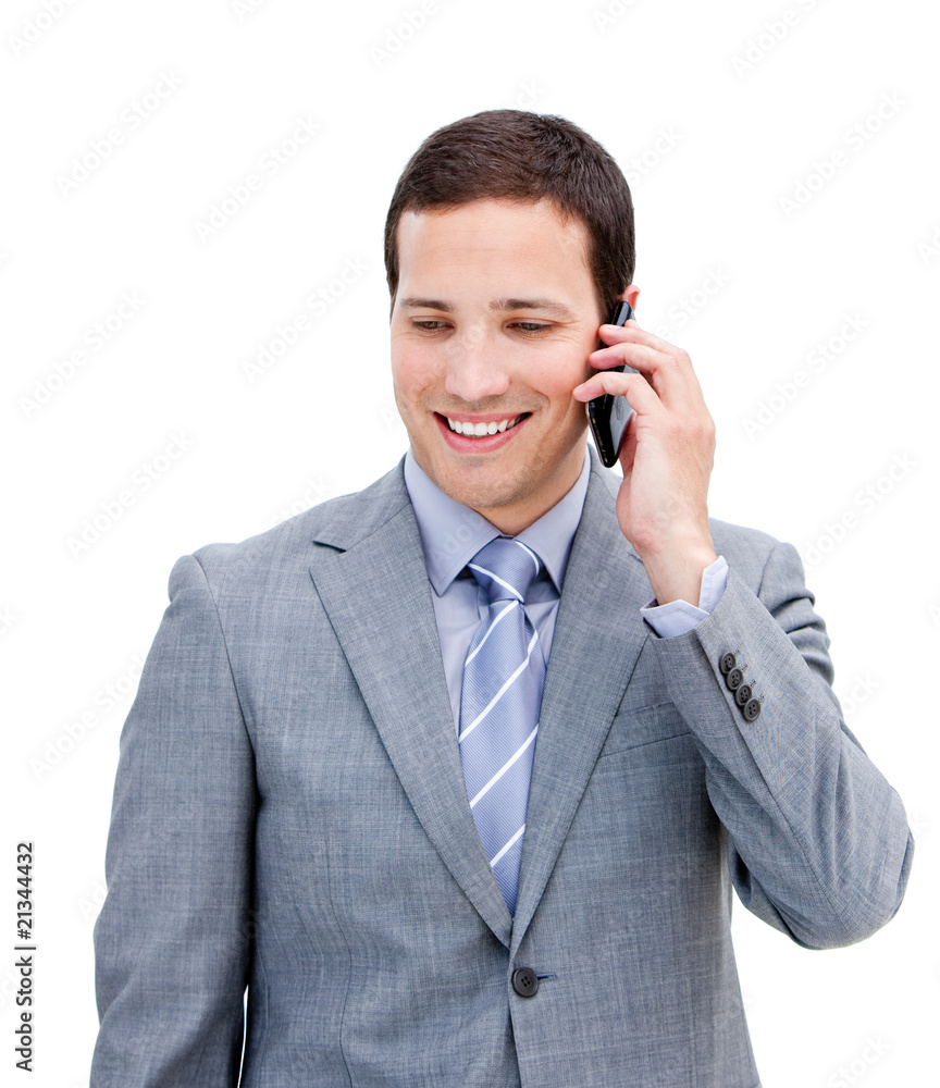 Portrait of a serious businessman on phone Portrait of a serious businessman on phone