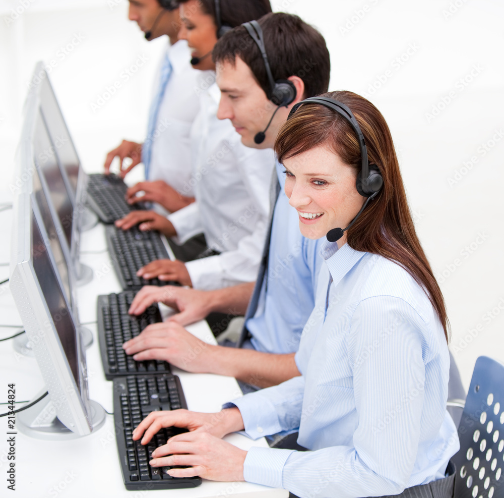 Confident customer service agents at work Confident customer service agents at work