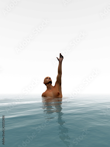 Man Drowning In The Sea