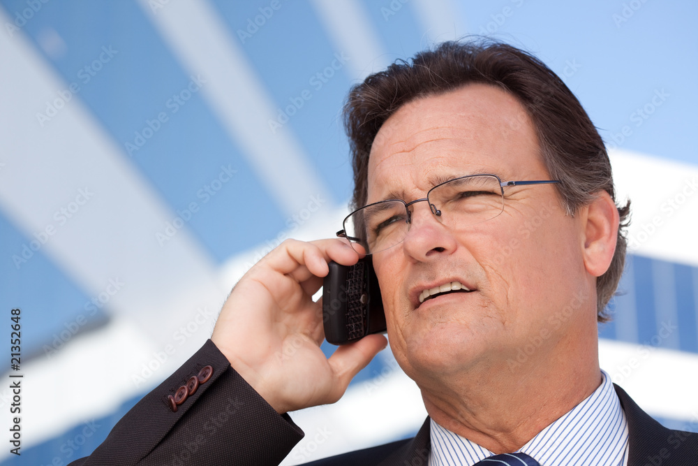Businessman Smiles as He Talks on His Cell Phone Businessman Smiles as He Talks on His Cell Phone