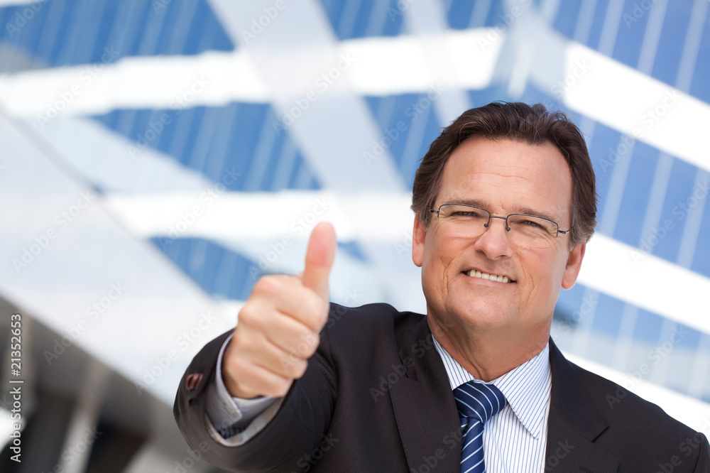 Handsome, Confident Businessman with Thumbs Up Handsome, Confident Businessman with Thumbs Up