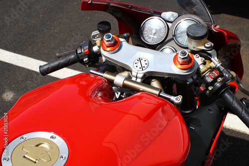 Closeup of motorcycle dashboard. photo