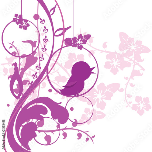 florals and bird background