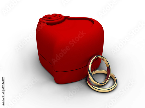 Two golden rings on white background