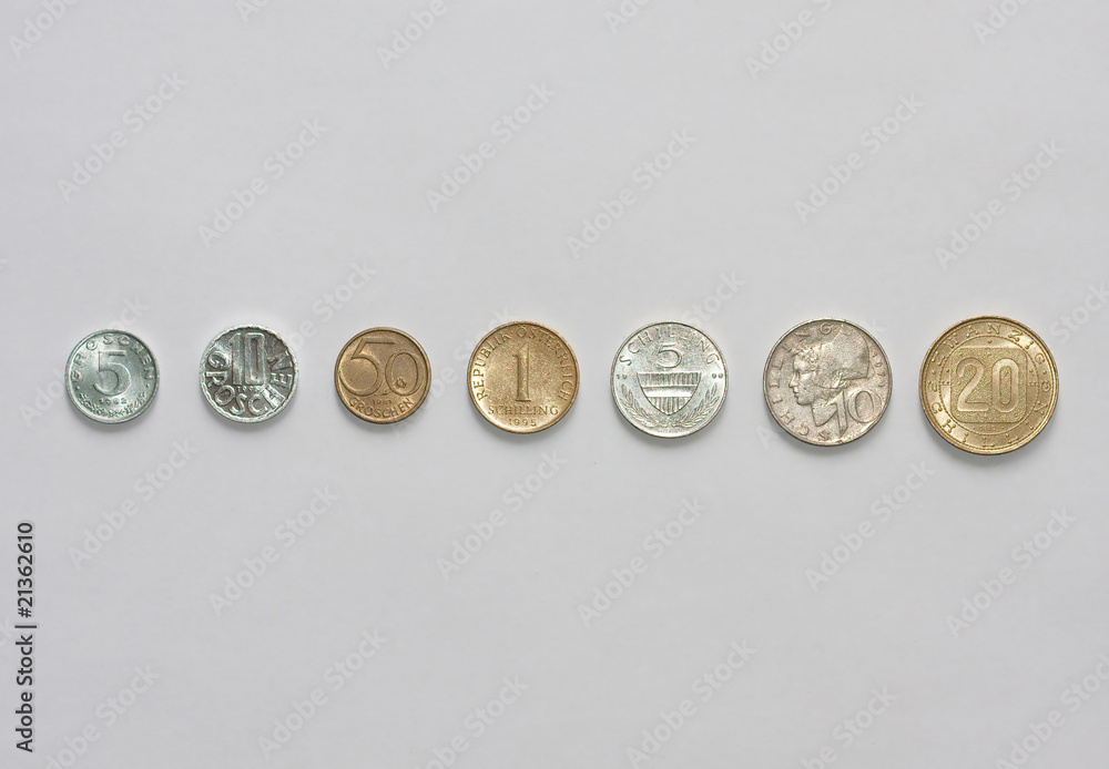 Frontside of all Austrian pre-EURO coins (Schilling) Frontside of all Austrian pre-EURO coins (Schilling)
