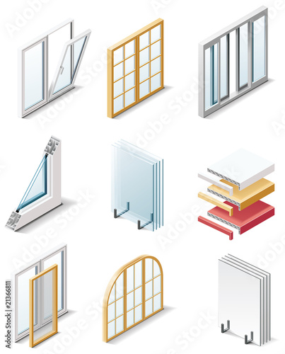 Vector building products icons. Part 4. Windows