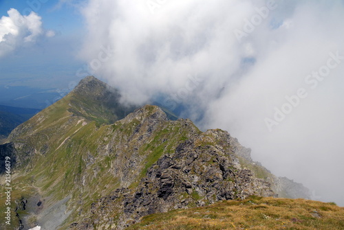 Rocky sharp mountains in Fagaras  romanian Carpathians .