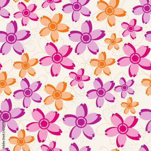 Seamless pattern with abstract flowers