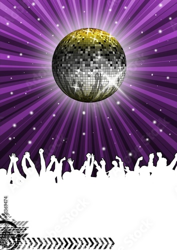 Party Flyer mit Disco Kugel photo