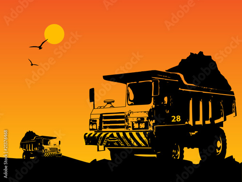 Silhouette of heavy truck, vector illustration
