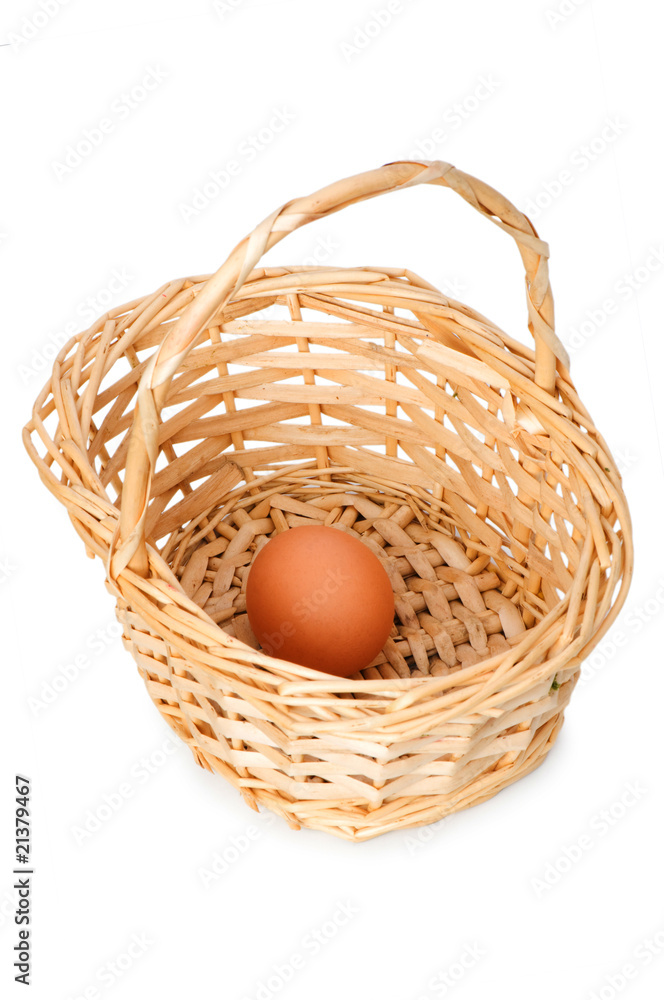 Basket full of eggs isolated on white Basket full of eggs isolated on white