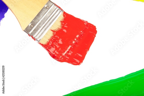 Brush Painting with Thick Red Paint