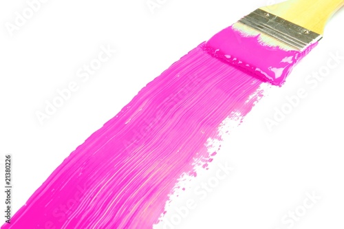 Brush Painting with Thick Pink Paint