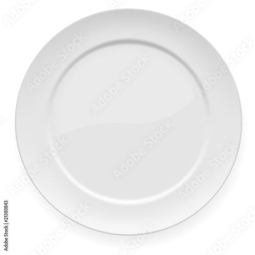 Empty white dinner plate isolated on white.