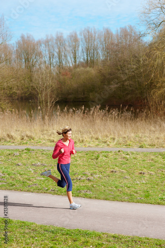 Lady Jogging in a Park