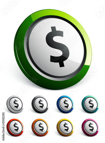 icône bouton internet dollar