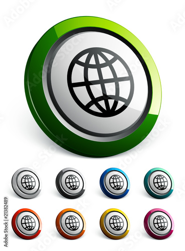 icône bouton internet monde