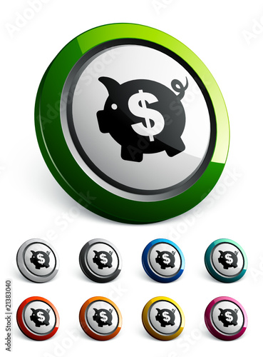 icône bouton internet tirelire dollar