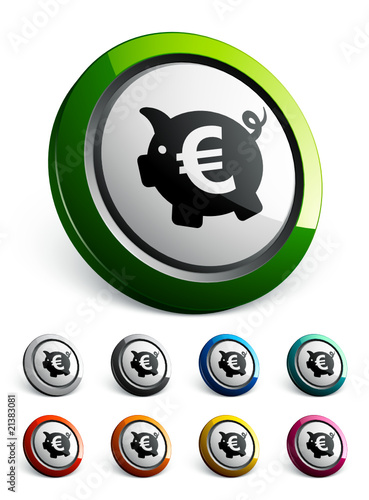 icône bouton internet tirelire euro