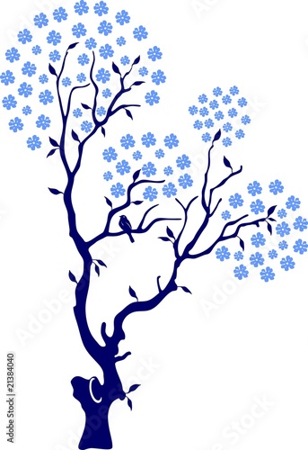Oriental cherry with birds
