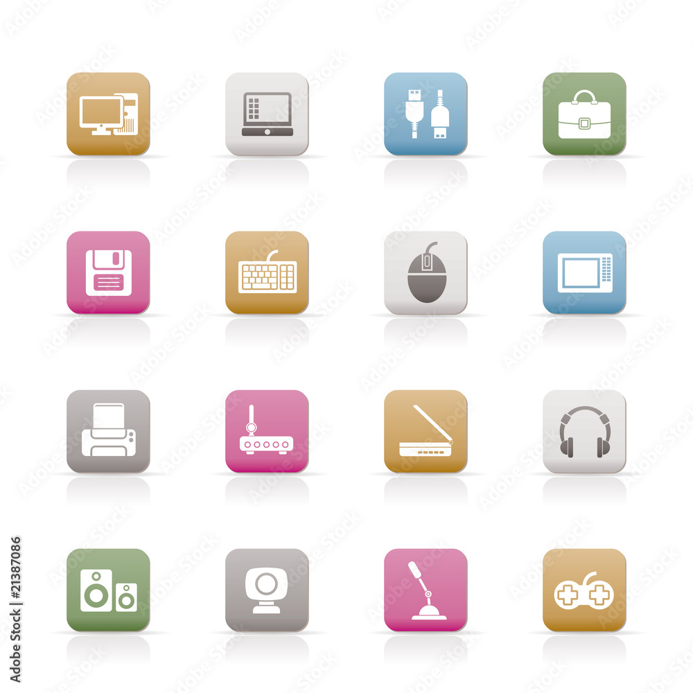 Computer equipment and periphery icons Computer equipment and periphery icons