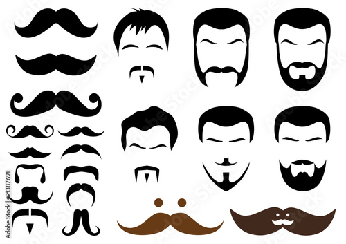 moustache and beard styles, vector