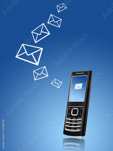 Mobile phone. Sending message concept.