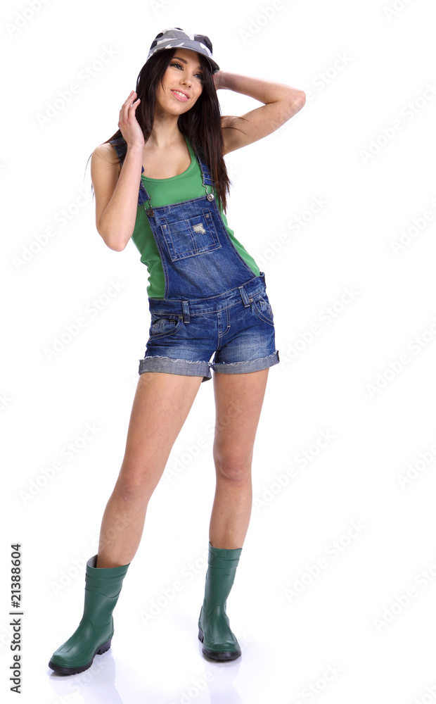 gardener woman. isolated in studio gardener woman. isolated in studio