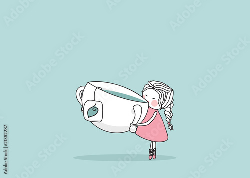 girl with a cup of green tea