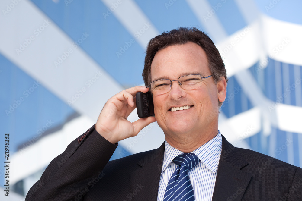 Businessman Smiles as He Talks on His Cell Phone Businessman Smiles as He Talks on His Cell Phone