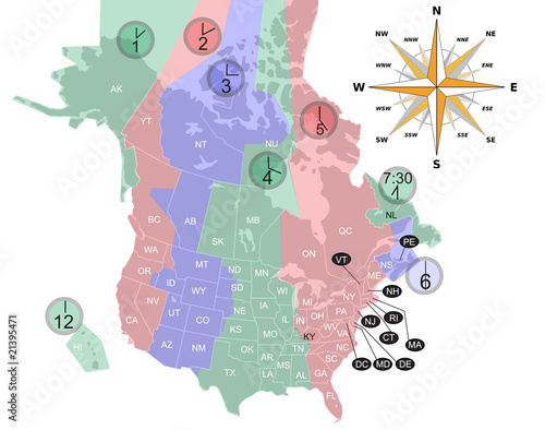 Usa-Canada map time zone.