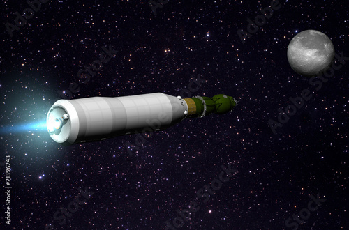 Russisches Mondraumschiff auf dem Weg zum Mond