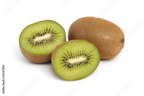 kiwi fruits over white background