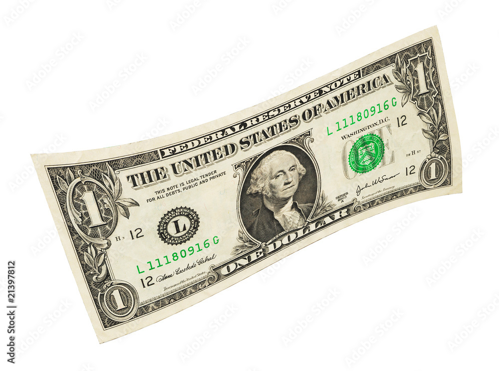American Money one dollar bills isolated on white American Money one dollar bills isolated on white