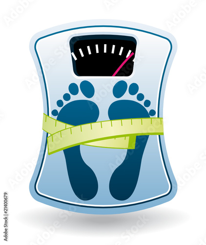 Blue bathroom scale diet concept icon