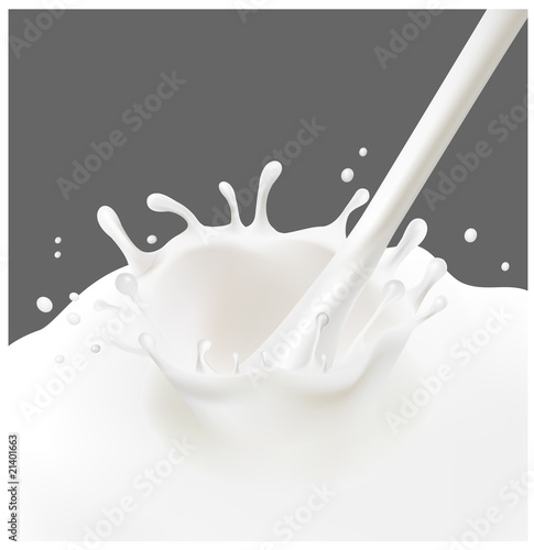 Vector illustration. A splash of milk on the gray background.