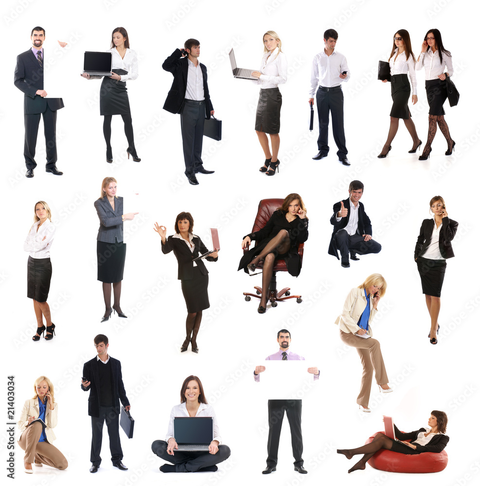 Set of business people doing different work Set of business people doing different work