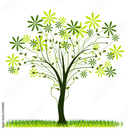 Tree spring background, vector