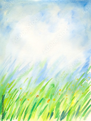 Spring background watercolor painted.