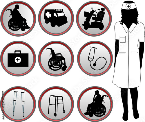 Medical Icons - silhouette of nurse photo