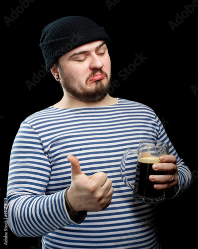Drunk Sailor with mug of Beer