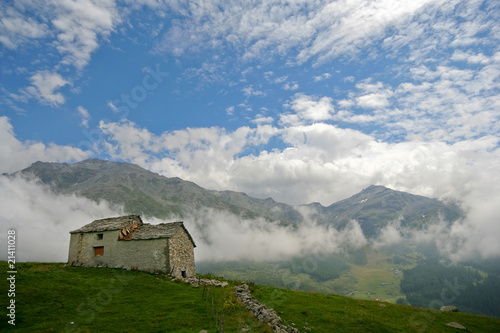 Mountain Landscape with small abandoned house - Italian Alps