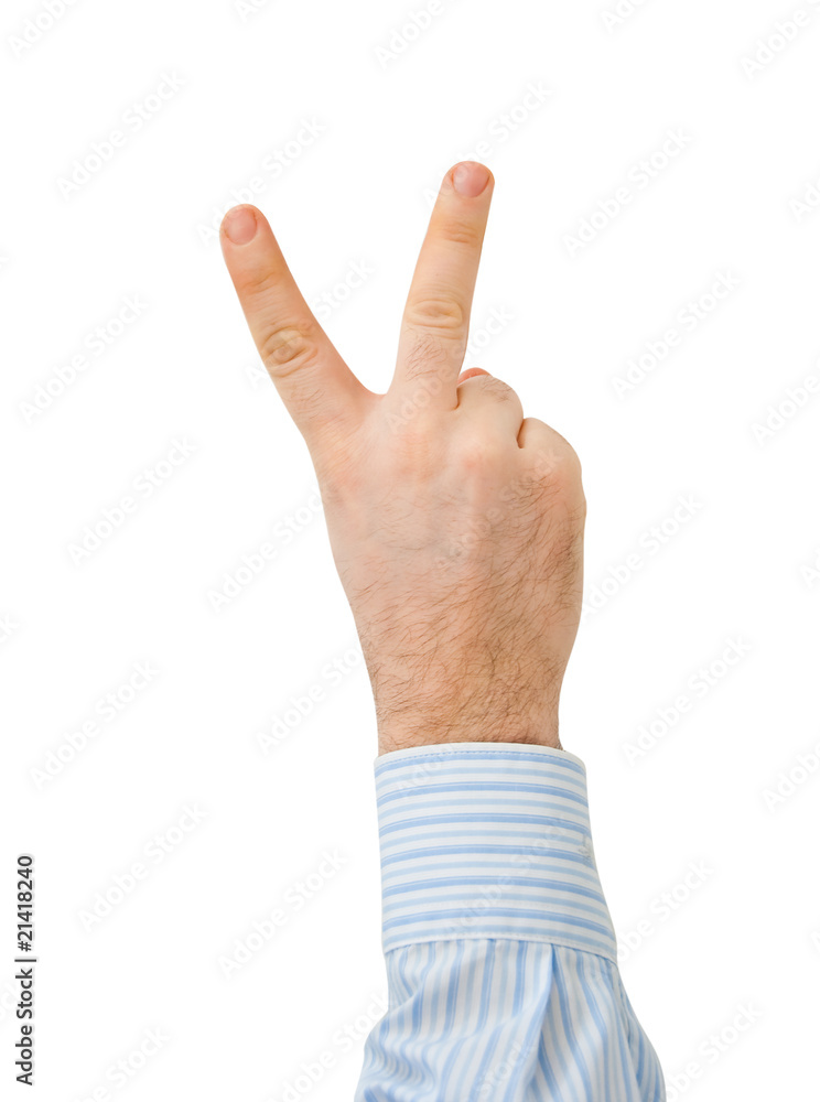 Two fingers on white background